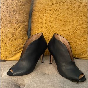 Black Halogen peep toe booties - run small